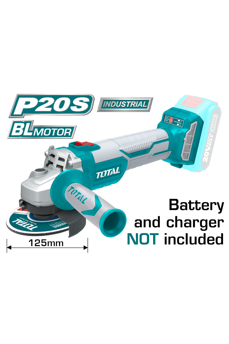 TOTAL ΓΩΝΙΑΚΟΣ ΤΡΟΧΟΣ ΜΠΑΤΑΡΙΑΣ ΛΙΘΙΟΥ 20V / 125mm (TAGLI1252)